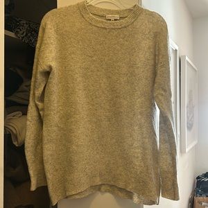 Grey tunic length crewneck sweater